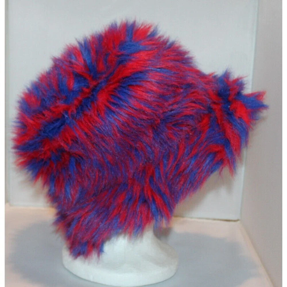colorful Knott's Berry Farm Fuzzy Floppy bucket hat Red & Blue HTF Rare